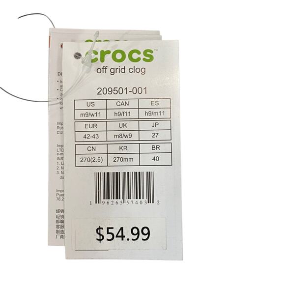 Crocs Off Grid Clog Black - Men's/Women's Size 9/11 - Picture 4 of 8